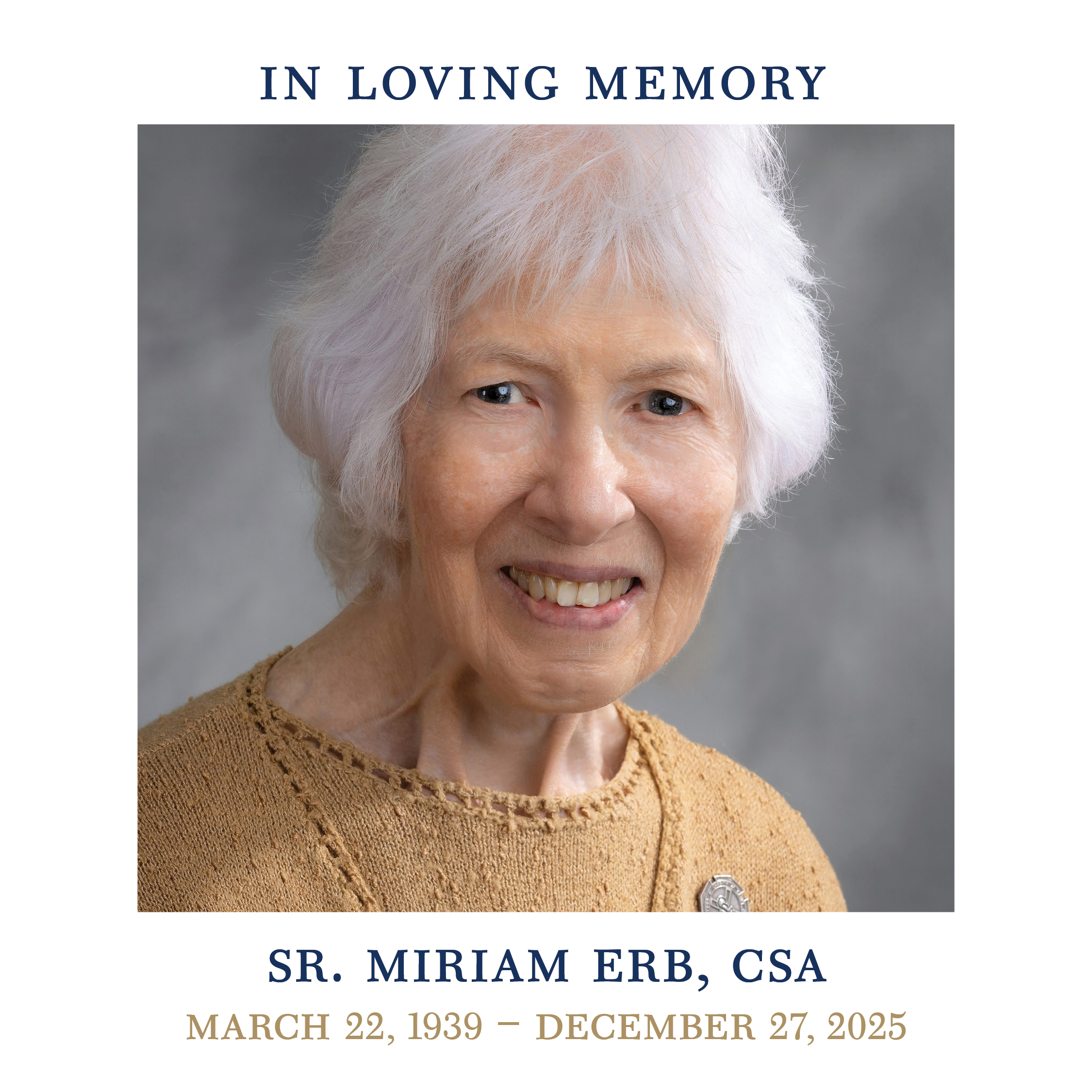 Remembering Sister Miriam Erb, CSA