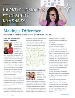 Healthy Insights from Healthy Learners: Making a difference in children’s lives