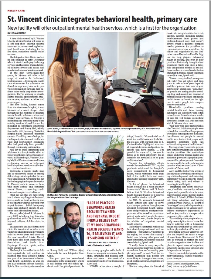 St. Vincent Charity Medical Center integrates behavioral health, primary care in new clinic