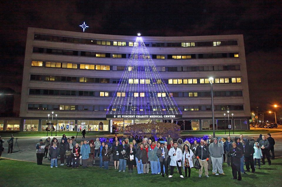 News of the Diocese: St. Vincent Charity Medical Center lights up for Christmas