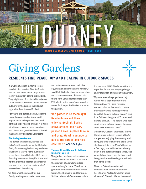 The Journey: Residents at Joseph & Mary's Home find peace in outdoor spaces