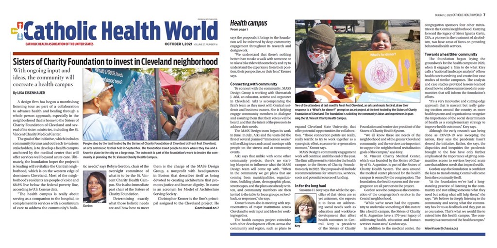 Catholic Health World features Sisters of Charity Foundation of Cleveland in cover story about gathering community input to inform creation of a health campus
