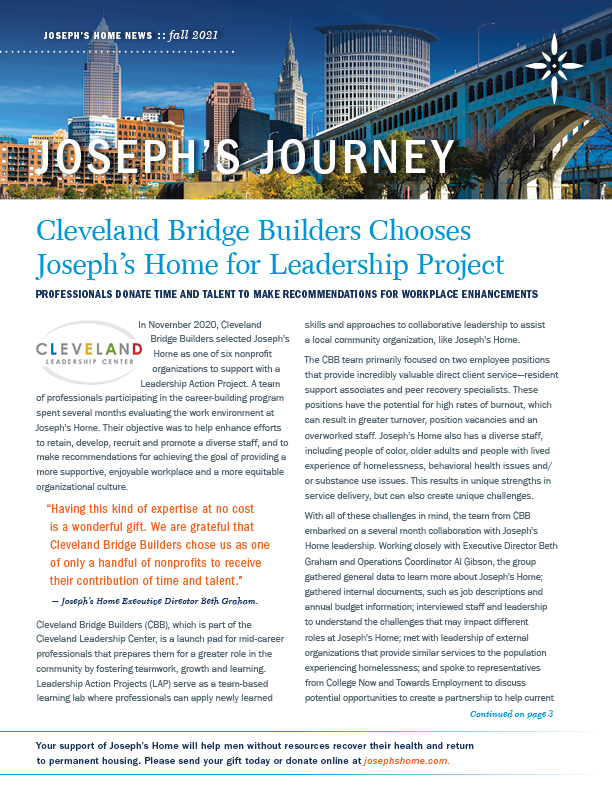 Cleveland Bridge Builders chooses Joseph’s Home for leadership project