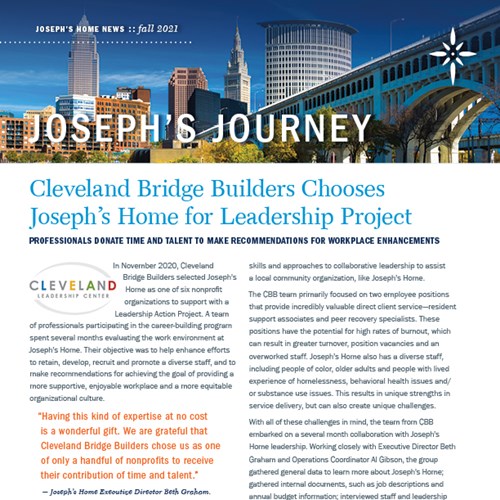 Cleveland Bridge Builders chooses Joseph’s Home for leadership project