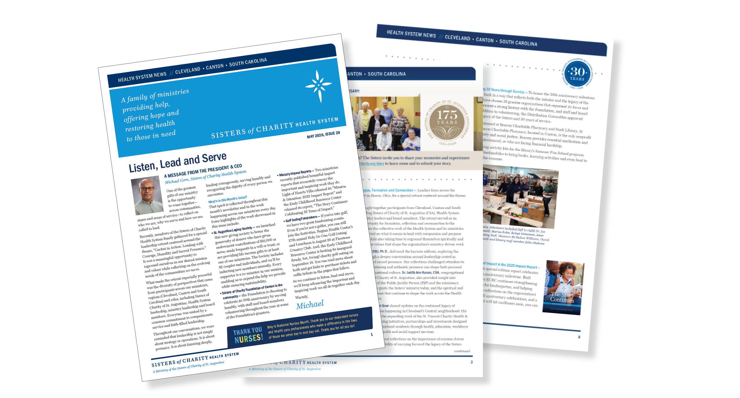 May news from the Health System and our ministries: Listen, lead and serve