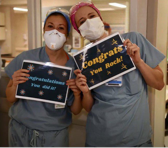 Mercy Medical Center sends recovered COVID patients home with a song